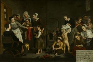 Het kleden der wezen-Dressing the orphans in the Diaconal Orphanage by Jan Victors
