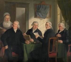 De regenten van het Oudezijds Huiszittenhuis by Adriaan de Lelie