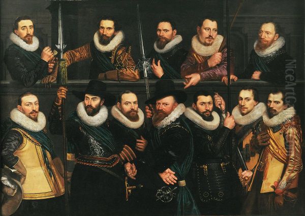 Schutters van de compagnie van luitenant Pieter Pietersz Hasselaer-Korporaalschap van luitenant Pieter Pietersz Hasselaer-Civic Guardsmen of the company of Lieutenant Pieter Pietersz Hasselaer - view 1