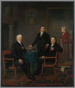 Drie regenten en de binnenmoeder van het Leprozenhuis by Louis Moritz