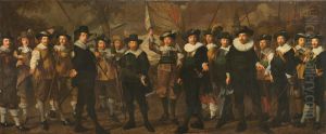 Schutters van de compagnie van kapitein Jacob Rogh en luitenant Anthonie de Lange-Korporaalschap van kapitein Jacob Rogh en luitenant Anthonie de Lange by Nicolaes Eliaszoon Pickenoy