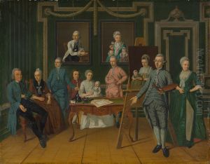 Self portrait with family by Leendert Overbeek