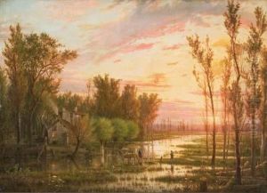 A Country Cottage In A Marsh Landscape