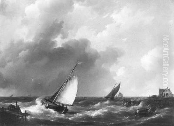 Havenhoofd bij onstuimig weer - view 1