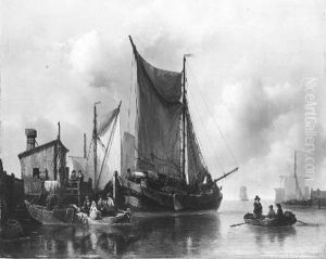 Een havenhoofd bij stil weer by Anthonie Waldorp