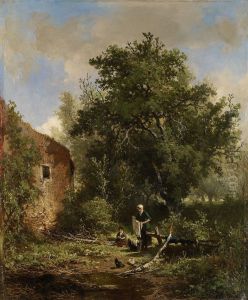 Boerenerf by Johannes Warnardus Bilders