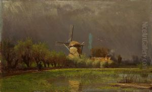 Landschap met molen by Paul Joseph Constantine Gabriel