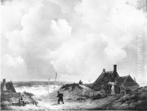 Visserswoningen in de duinen, in de verte de zee - view 1