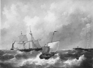 Woelig water, in de verte de Zeeuwse kust Woelig water, in de verte de Zeeuwse kust