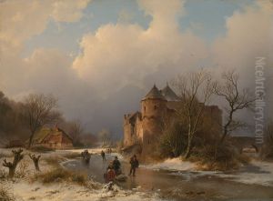 Een kasteel in een winterlandschap Een kasteel in een winterlandschap