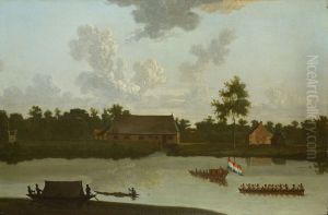 De suikerplantage Waterlant in Suriname-Plantage van Jonas Witsen aan de Surinamerivier-A plantation belonging to Jonas Witsen on the river Surinam by Dirk Valkenburg