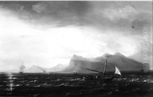 Een gezicht op de Spaanse kust by Theodore Gudin