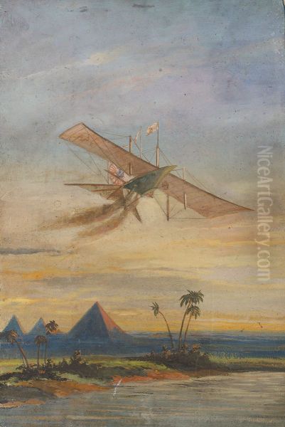 1843, stoomluchtschip van Henson tijdens een proefvlucht in Egypte-Kroniek van echtpaar Joh. Samuel Wurfbain (1770-1851) en Anna Maria Geertruida Hurrelbrinck (1772-1850), bij gelegenheid van hun gouden bruiloft - view 1