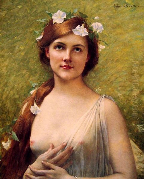 Young Woman with Morning Glories in Her Hair - view 1