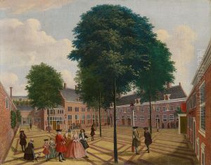 De grote binnenplaats van het Leprozenhuis