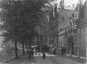 Oudezijds Voorburgwal in noordelijke richting, met poortje van Agnietenkapel