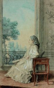 Portrait D'elizabeth De La Borde, Comtesse D'angivillier by Louis Carrogis Carmontelle