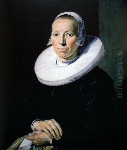 Portret van een 35-jarige vrouw met een molensteenkraag.[1]