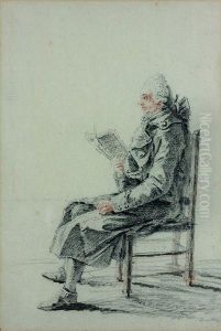 Portrait D'homme Assis Lisant by Louis Carrogis Carmontelle