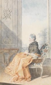 Portrait De Femme Assise De Profil, Tenant Une Boite Entre Les Mains by Louis Carrogis Carmontelle