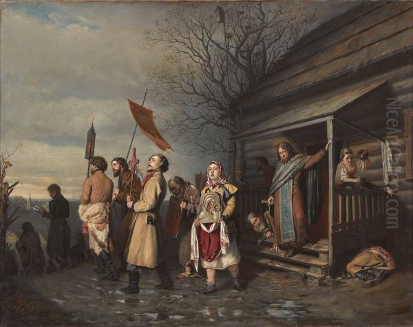 An Easter procession in a Russian village - view 1