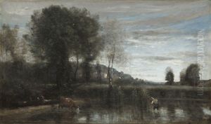 Pond at Ville-d'Avray by Jean-Baptiste Camille Corot