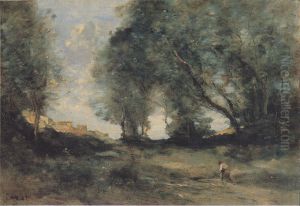 Forest landscape by Jean-Baptiste Camille Corot