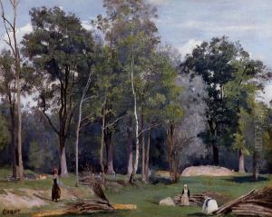 In the woods at Ville d'Avray by Jean-Baptiste Camille Corot