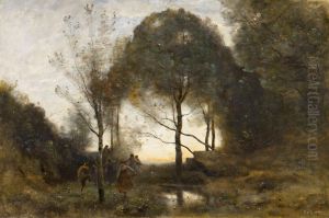 Nymphes and Fauns by Jean-Baptiste Camille Corot