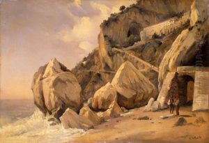 Rochers a Amalfi by Jean-Baptiste Camille Corot