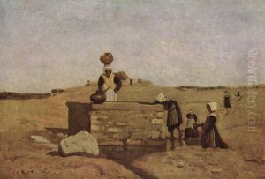 Breton Women at the Fountain by Jean-Baptiste Camille Corot