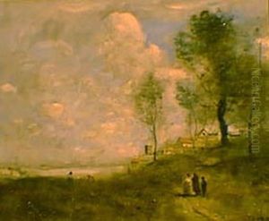 Ville d'Avray (Paysage et figures) by Jean-Baptiste Camille Corot