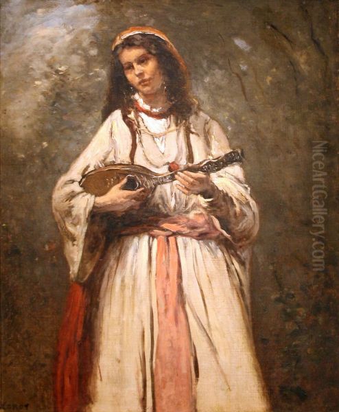Jeune bohemienne a la mandoline - view 1