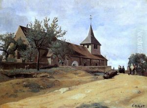 Church of Lormes by Jean-Baptiste Camille Corot