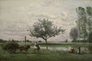 Hay Cart along a River