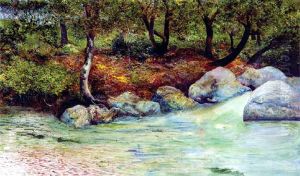 Landscape with forest and river by Joaquin Clausell