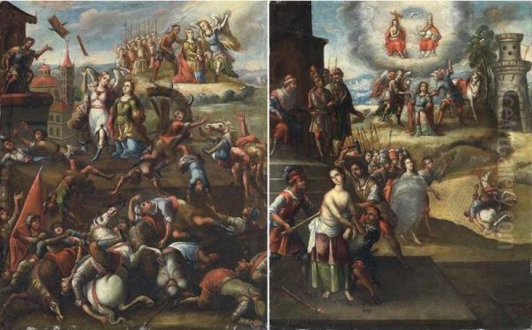 A Pair Of Paintings: Martyrdum Of Saint Catherine And Martyrdum Of Saint Barbara - view 1