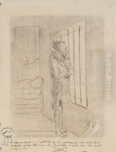Man under lock and key by Honore Daumier