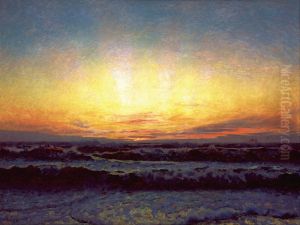 Vesterhavet i storm. Efter solnedgang. Hojen by Laurits Tuxen