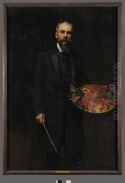 Self-portrait with palette - view 1