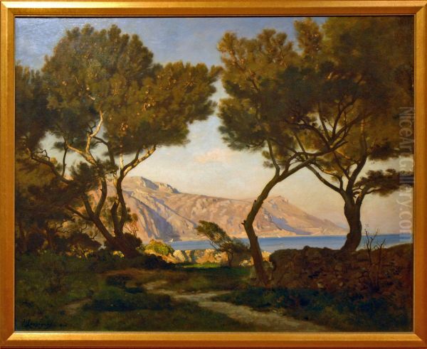 Paysage de la Cote d'Azur (Eze, Cap d'Ail, la "Tete de chien"), vus de Saint-Jean-Cap-Ferrat. - view 1