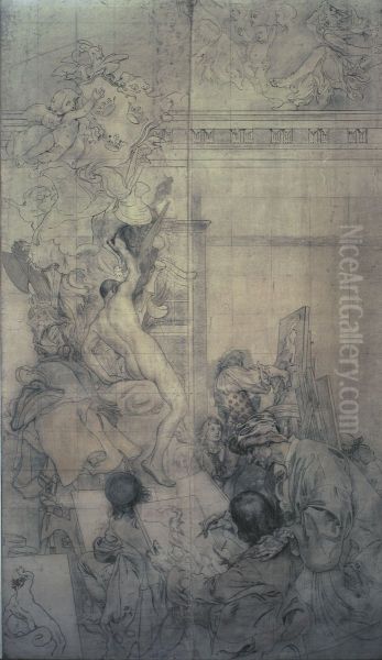 Cartoon for the Fresco in the Lower Hall of the NM. The Art Academy: Taraval's Drawing School - view 1