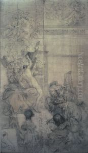 Cartoon for the Fresco in the Lower Hall of the NM. The Art Academy: Taraval's Drawing School