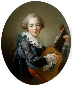 Carlos Fernando FitzJames-Stuart, Marquess of Jamaica, misidentified with Madame du Barry Playing the Guitar by Francois-Hubert Drouais