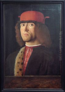 Portrait d'homme (Giulio Mellini ?). Au revers, Paysage avec un oranger sur lequel sont accroches deux ecussons dont l'un porte des armoiries qui ont ete identifiees avec celles de Giulio Mellini by Marco Marziale