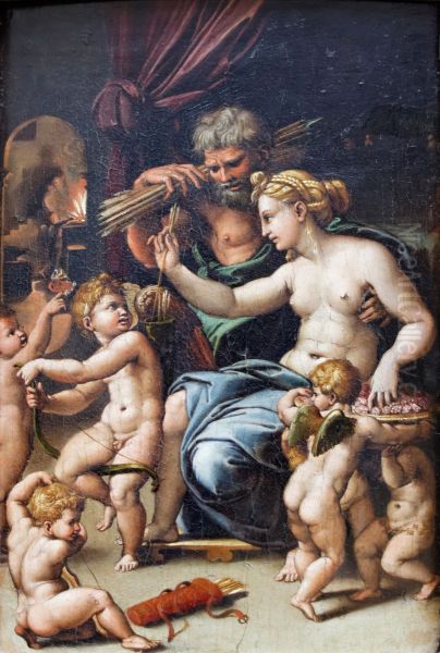 Venus, Vulcain et l'Amour avec cinq putti - view 1