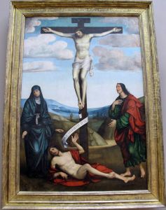 Le Calvaire avec saint Job couche au pied de la croix by Francesco Francia