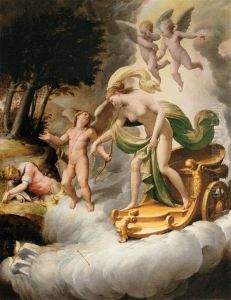 Venus conduite par l'Amour vers Adonis mort by Jacopo Bertoia