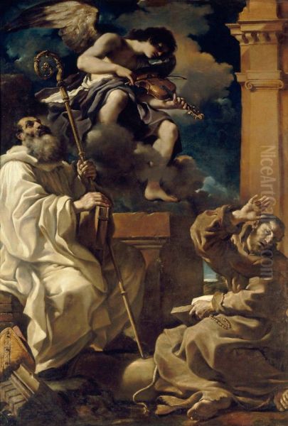 St. Francis in Ecstasy with St. Benedict and an Angel - view 1