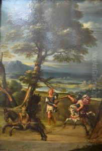 Paysage avec Absalon perce d'une lance par Joab